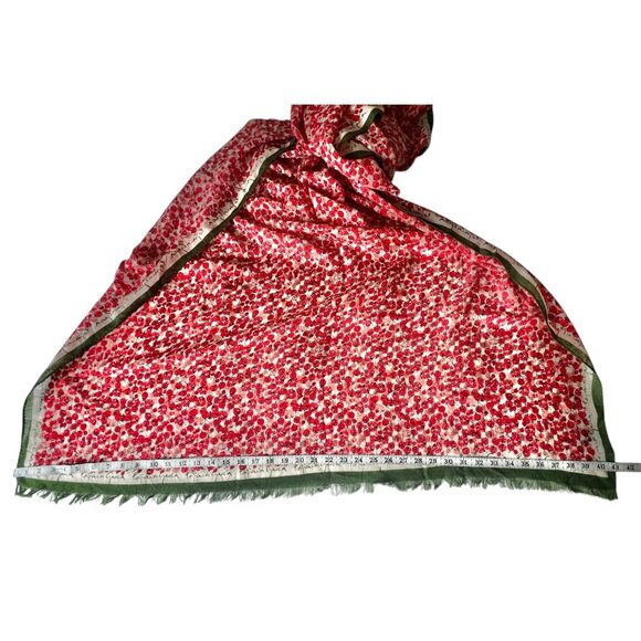 Purificacion Garcia Red & Green Ladybug Wool Scarf Soft Lightweight Wrap Shawl - Picture 5 of 7